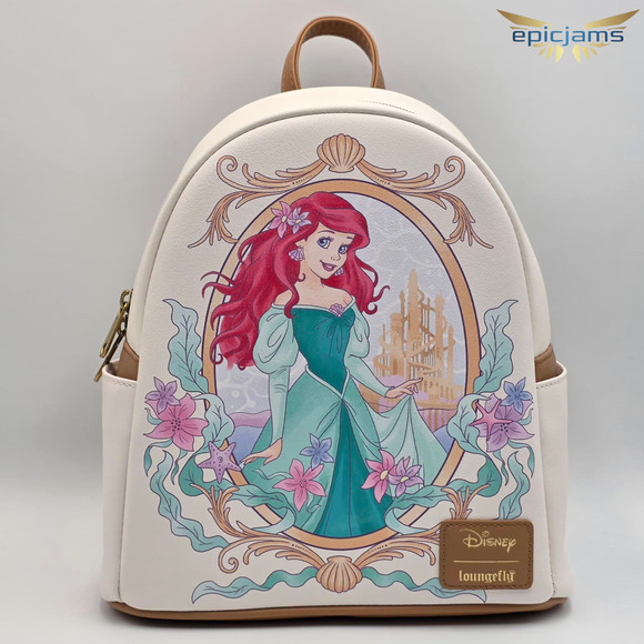 Loungefly Disney The Little Mermaid Ariel Portrait Floral Mini Backpack New - Picture 1 of 7